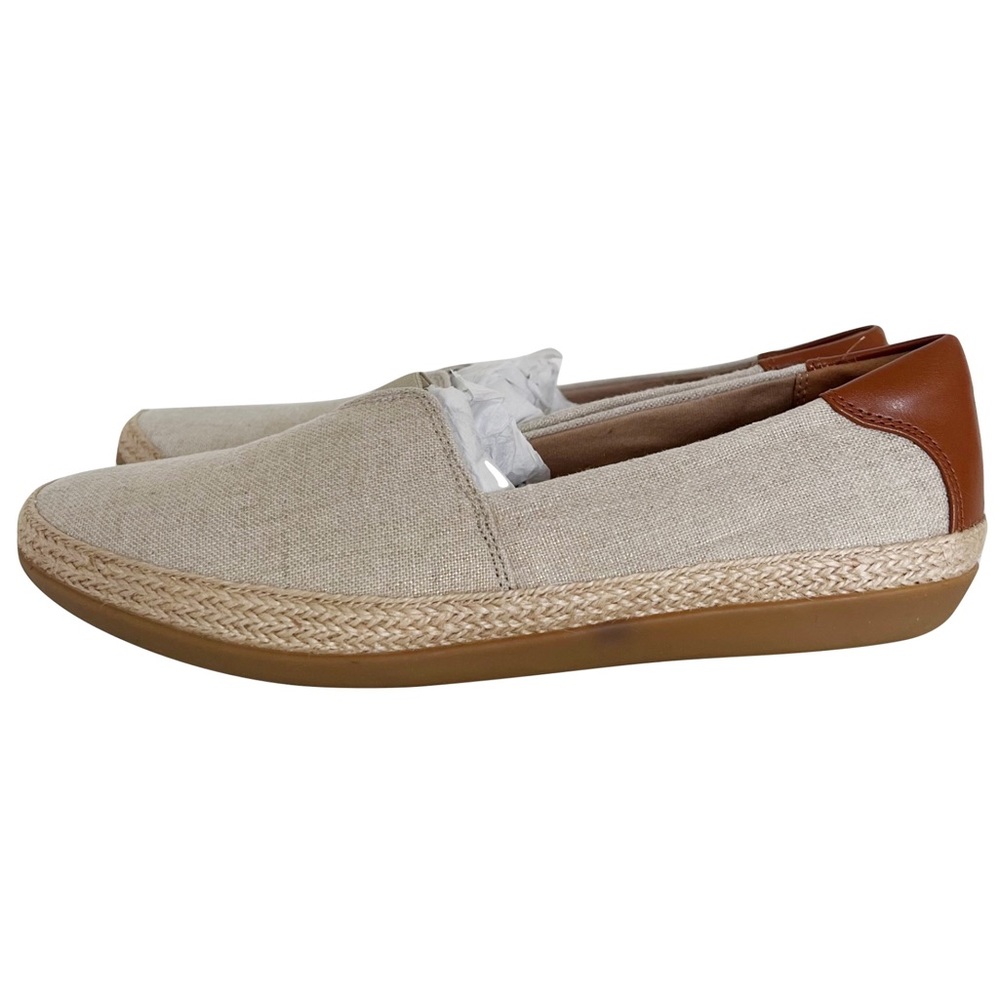 CLARKS Comfort Espadrille Slip on Sneakers Natural Tan Size 9.5 NWT
